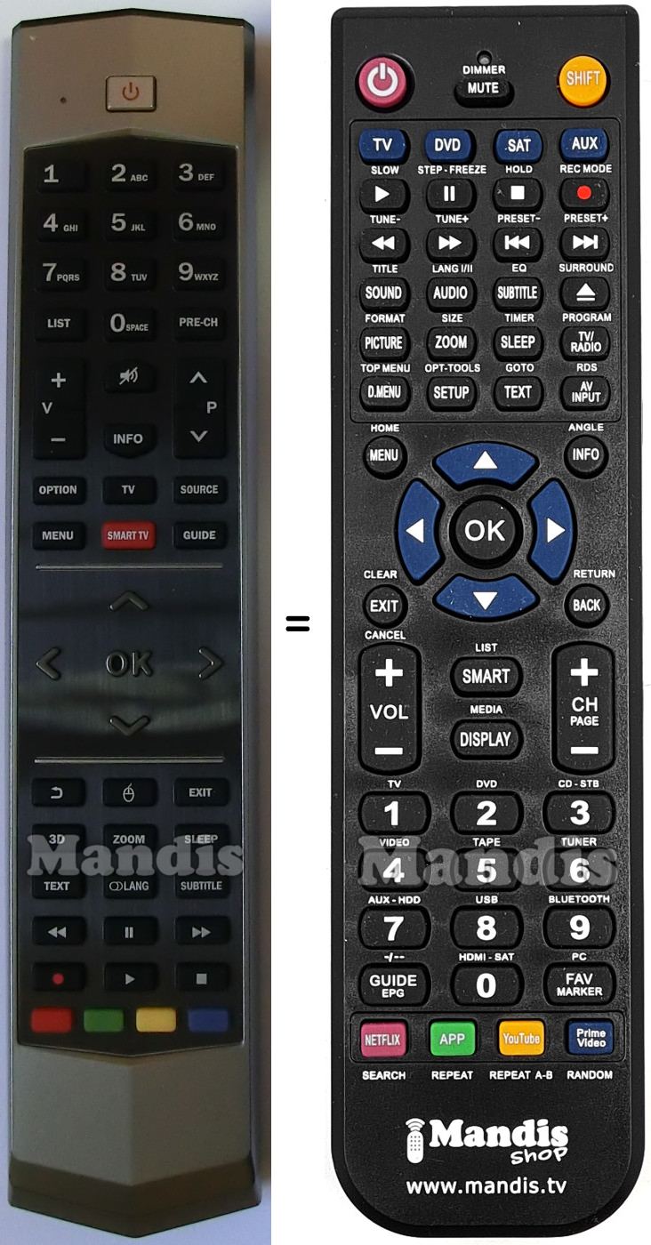 Replacement remote control Tcl RC651 (No Mouse Function)