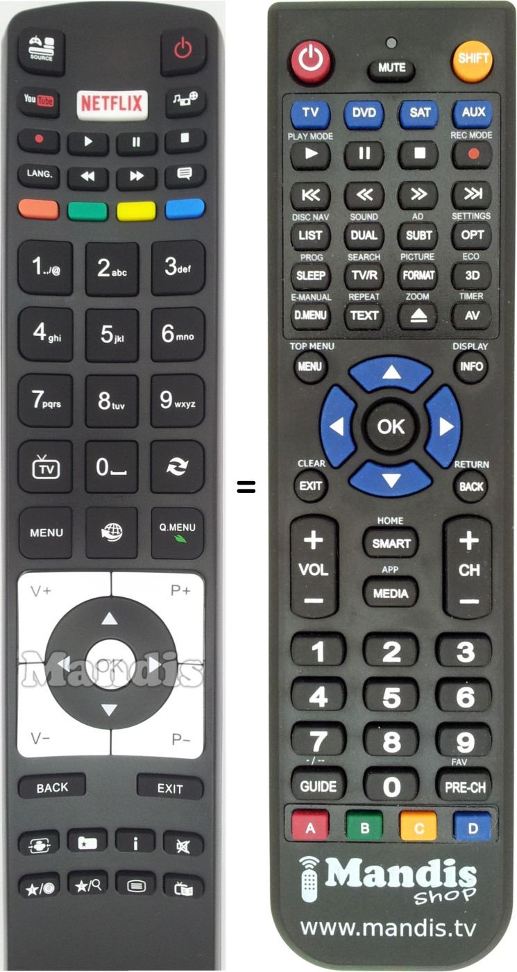 Replacement remote control Hitachi RC5118