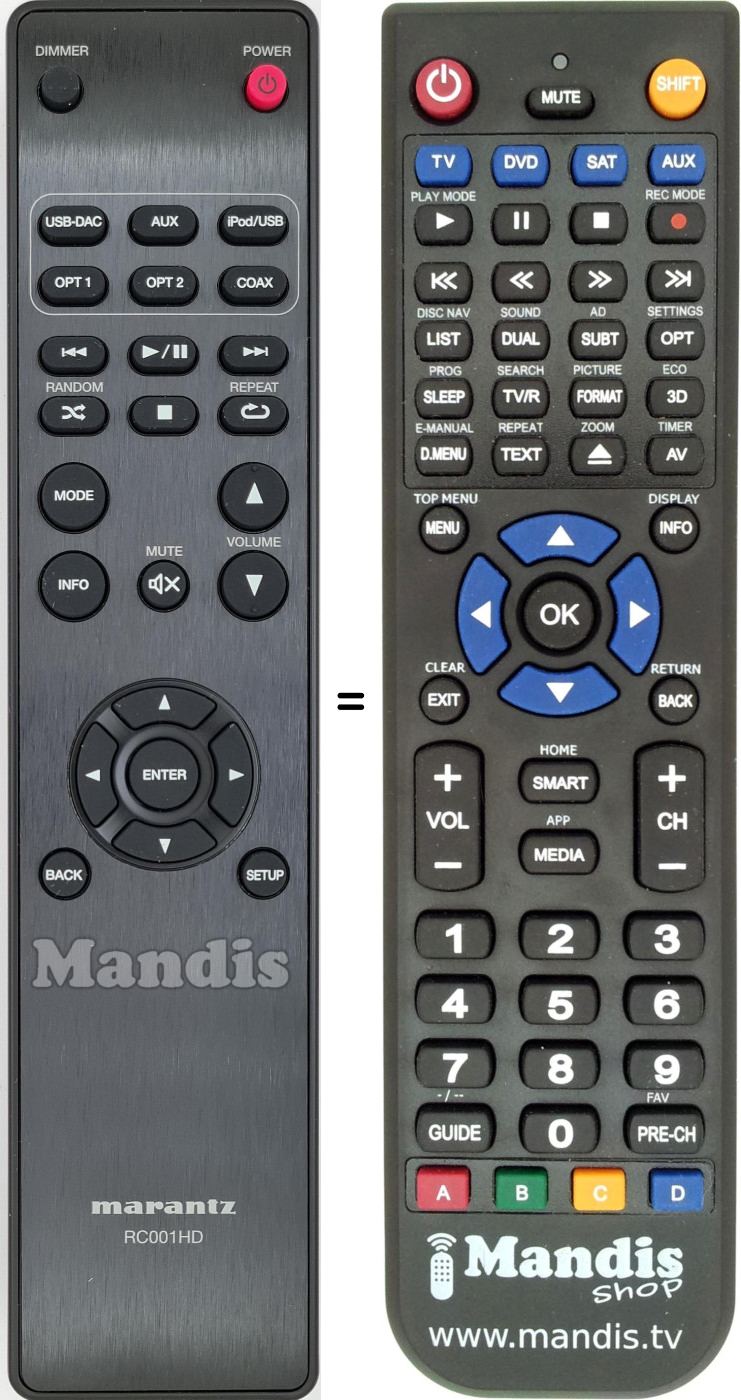 Replacement remote control RC001HD