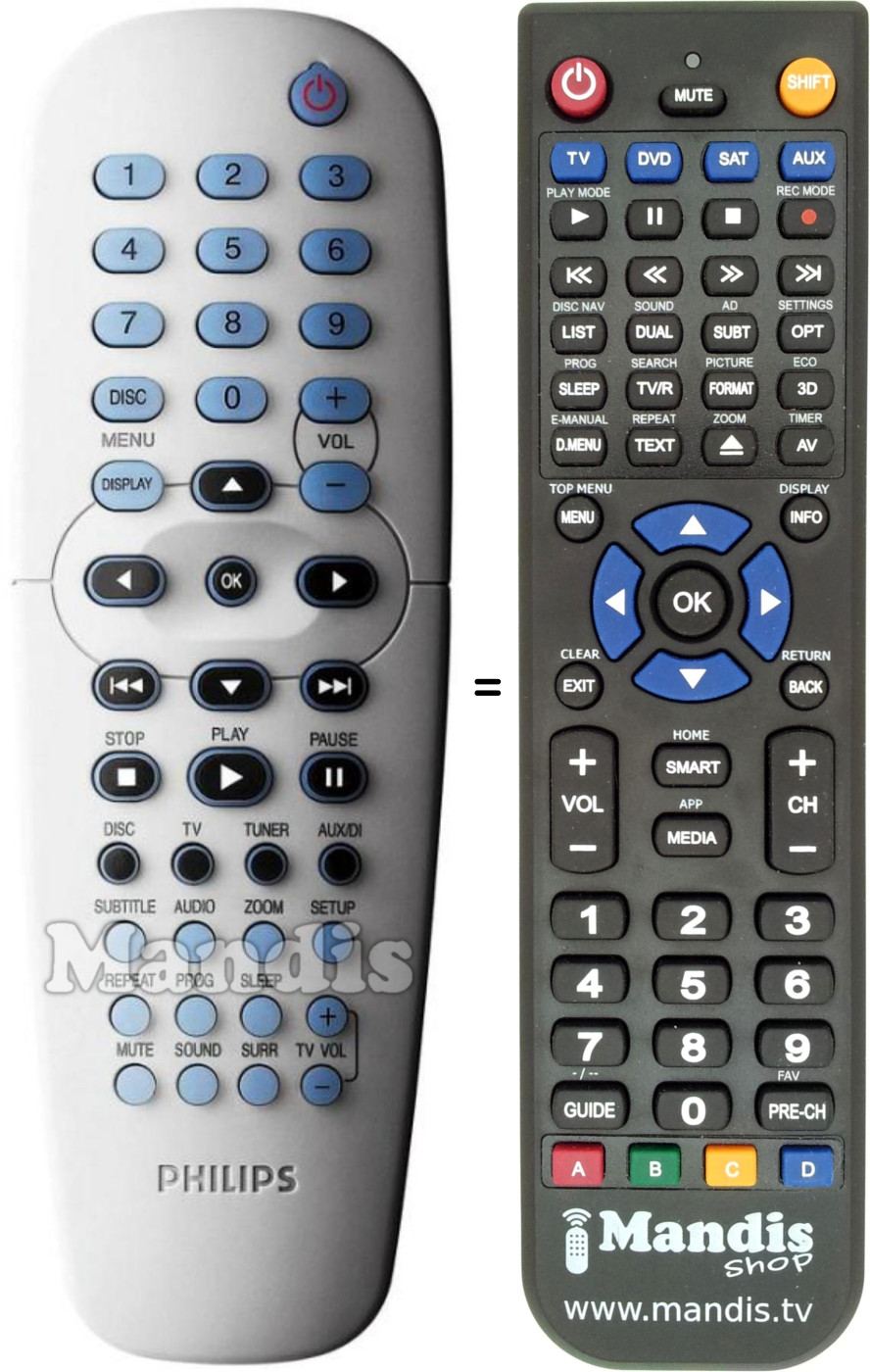 Replacement remote control Philips 3139 258 70111