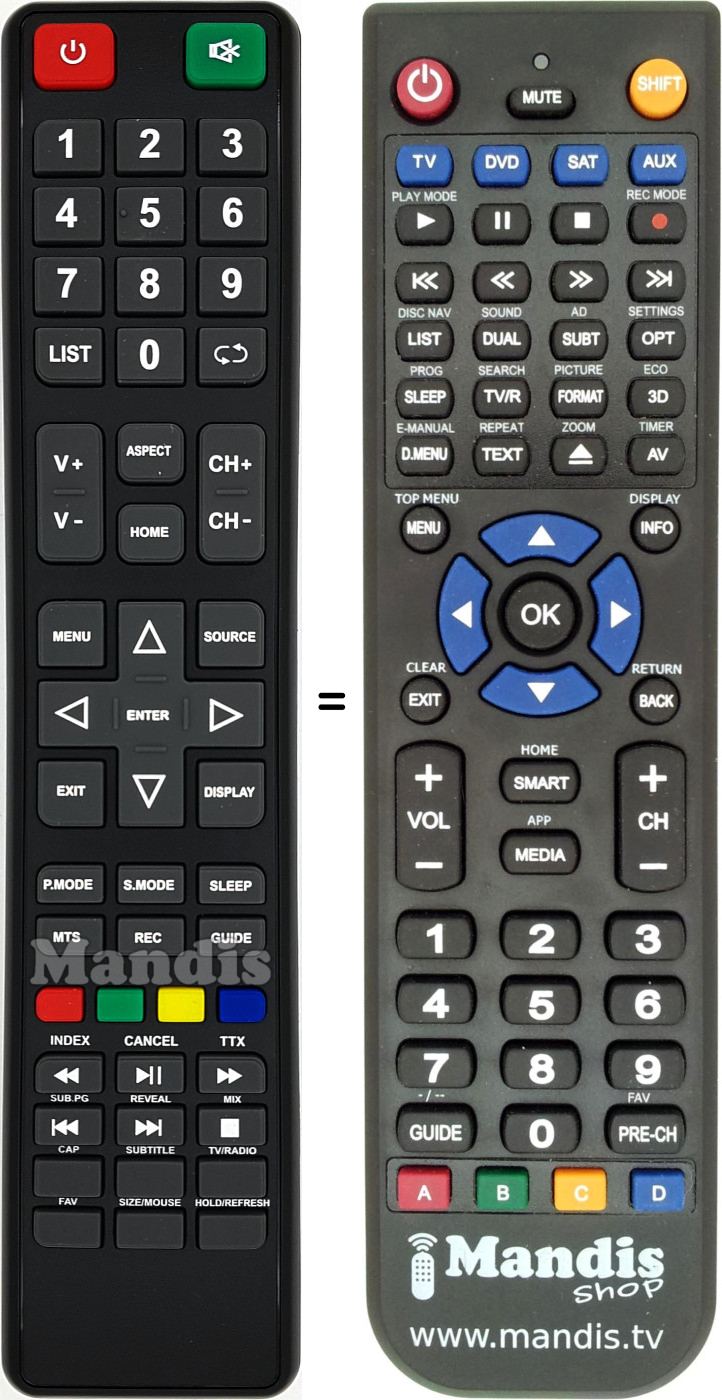 Replacement remote control Graetz 845CX510T1704730H