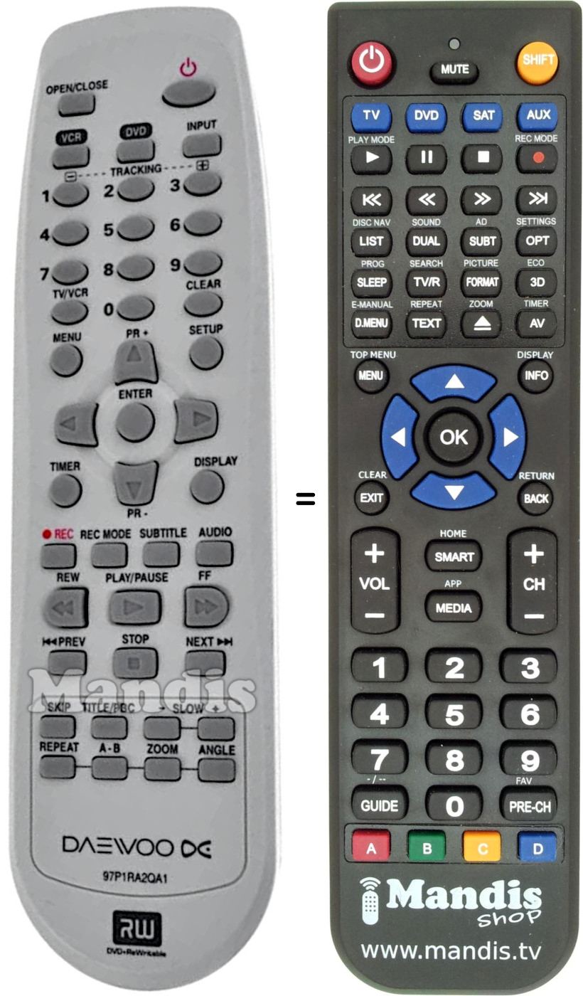 Replacement remote control Daewoo 97P1RA2QA1