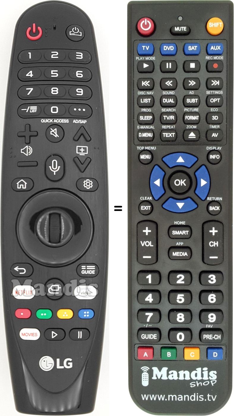 Replacement remote control LG AKB75635305