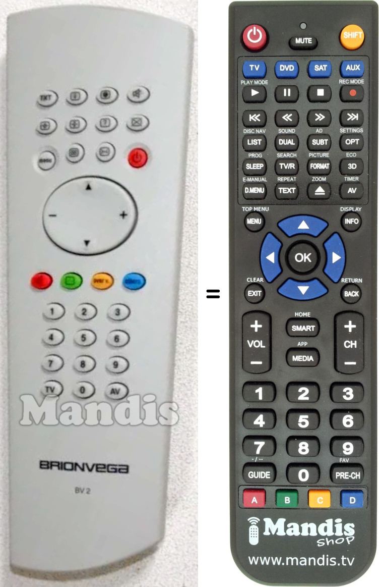 Replacement remote control Brionvega BV2