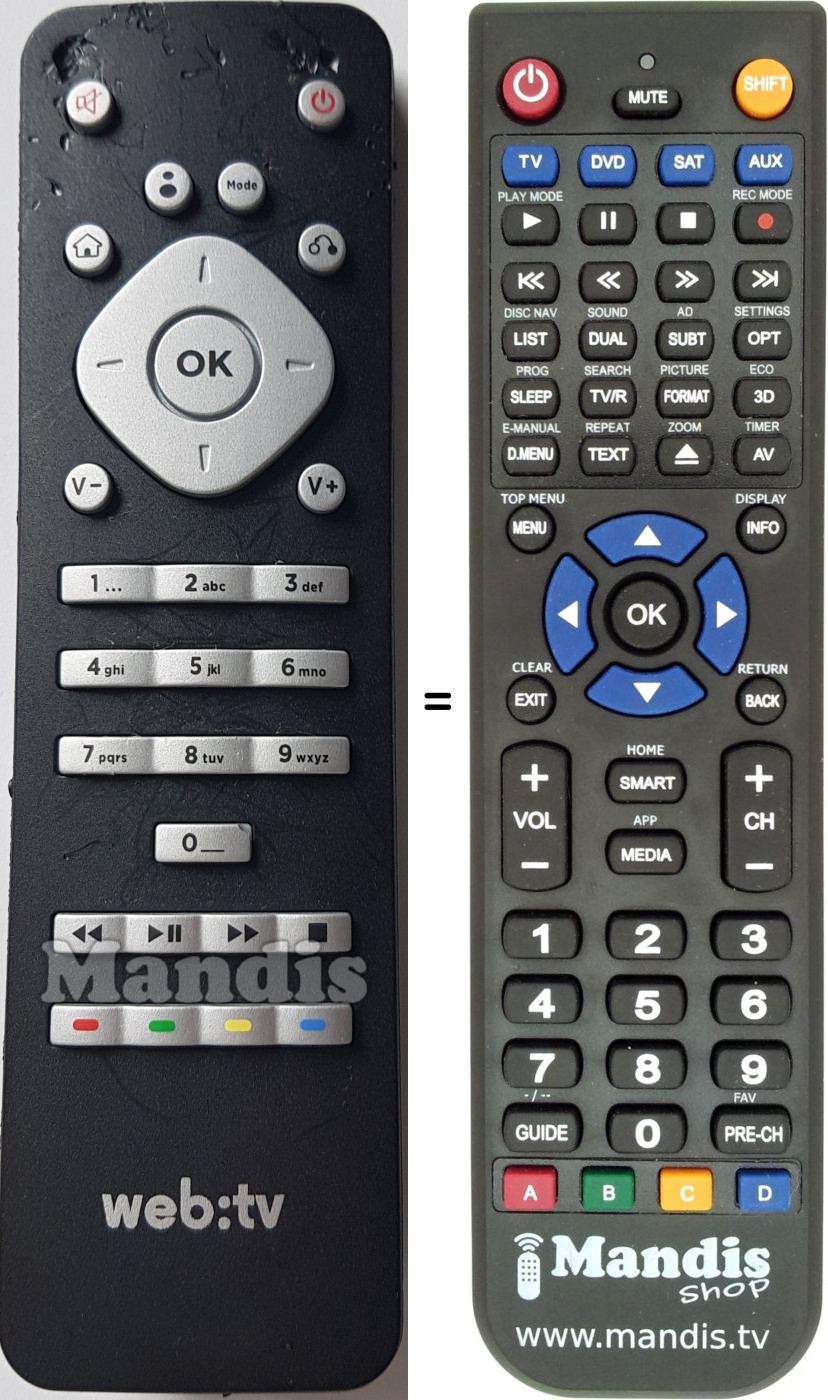 Replacement remote control WebTv3