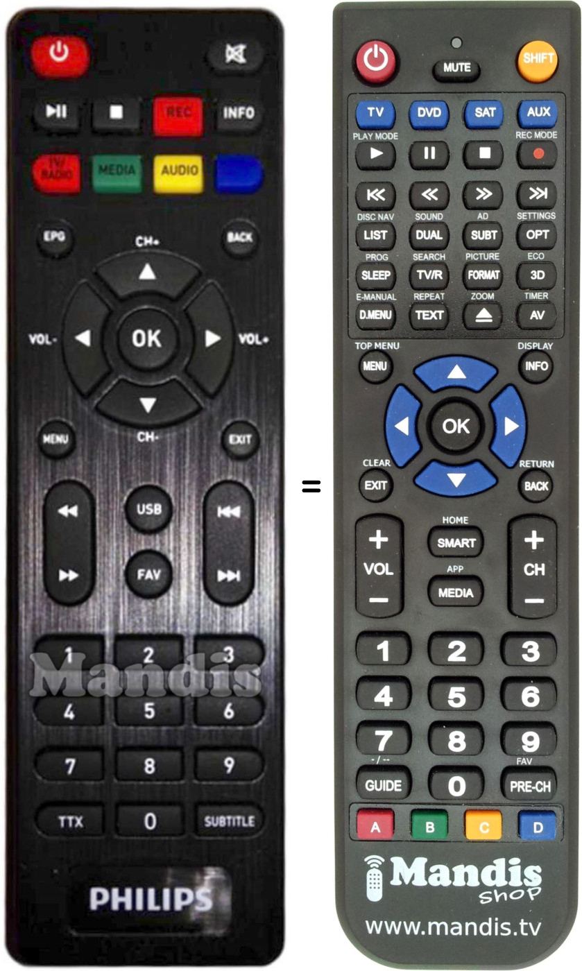 Replacement remote control Philips DTR3000