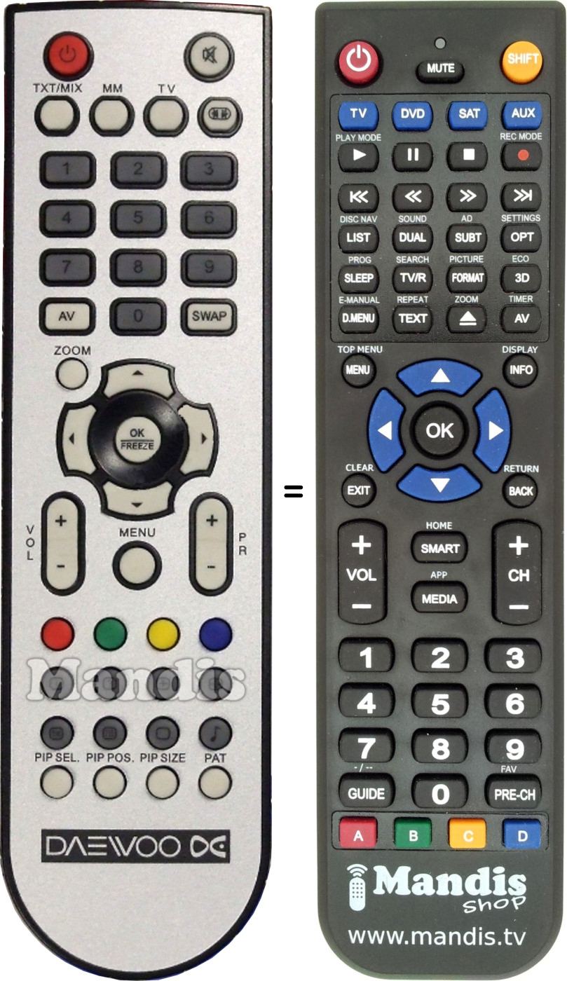 Replacement remote control Daewoo Z7G187R