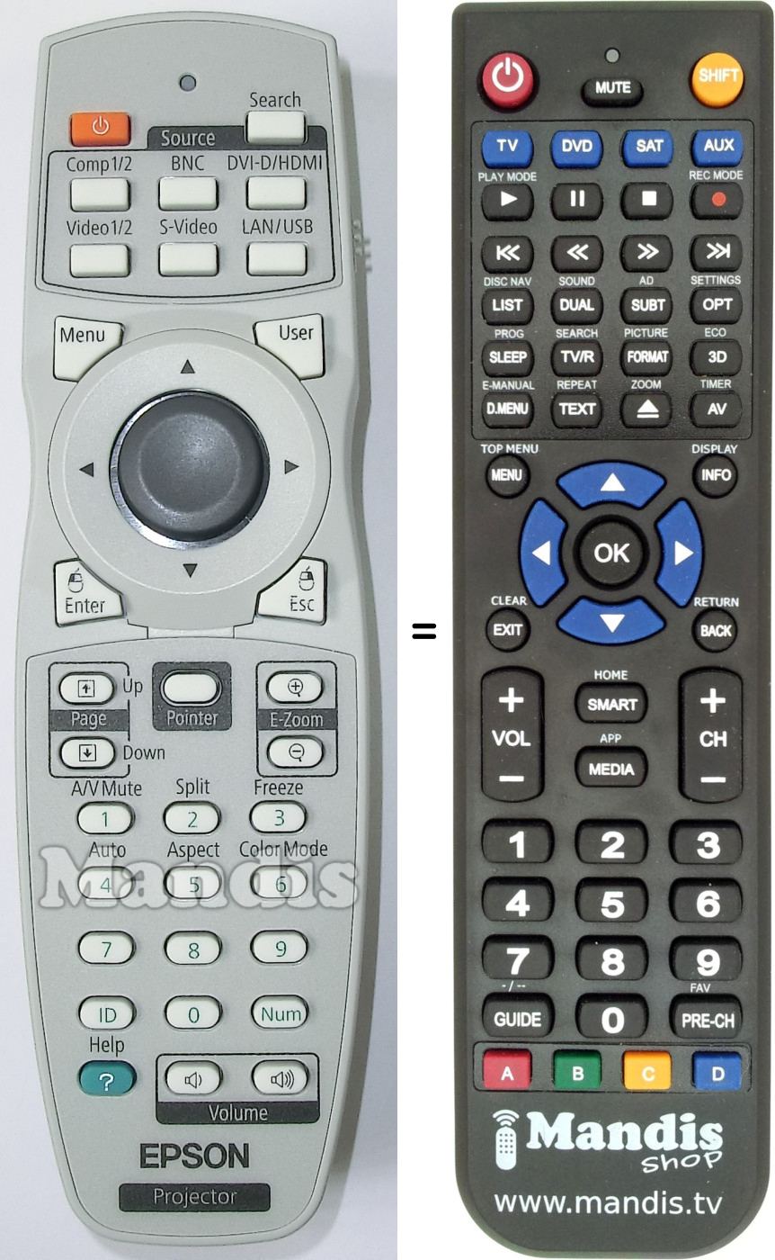 Replacement remote control Epson 1531179