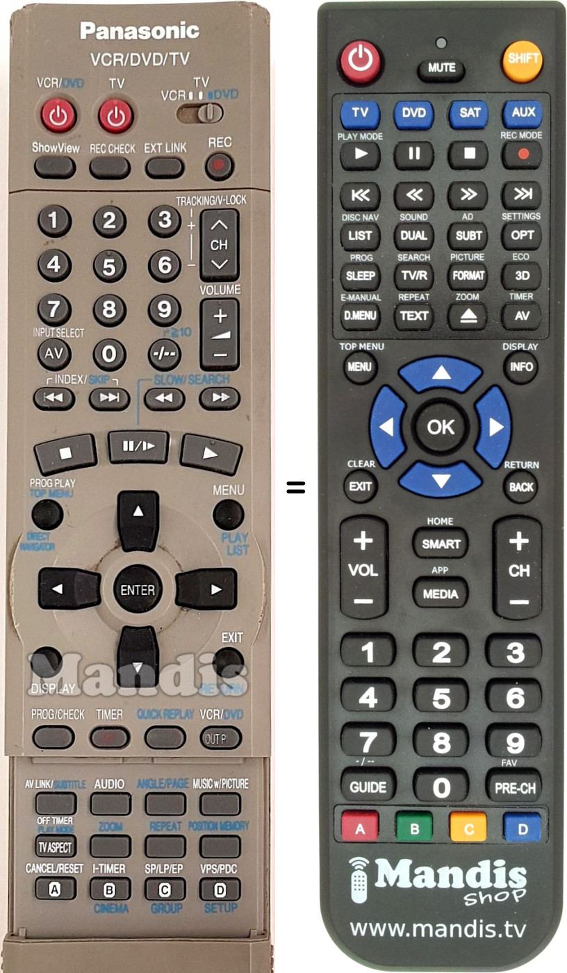 Replacement remote control Panasonic EUR7615KS0