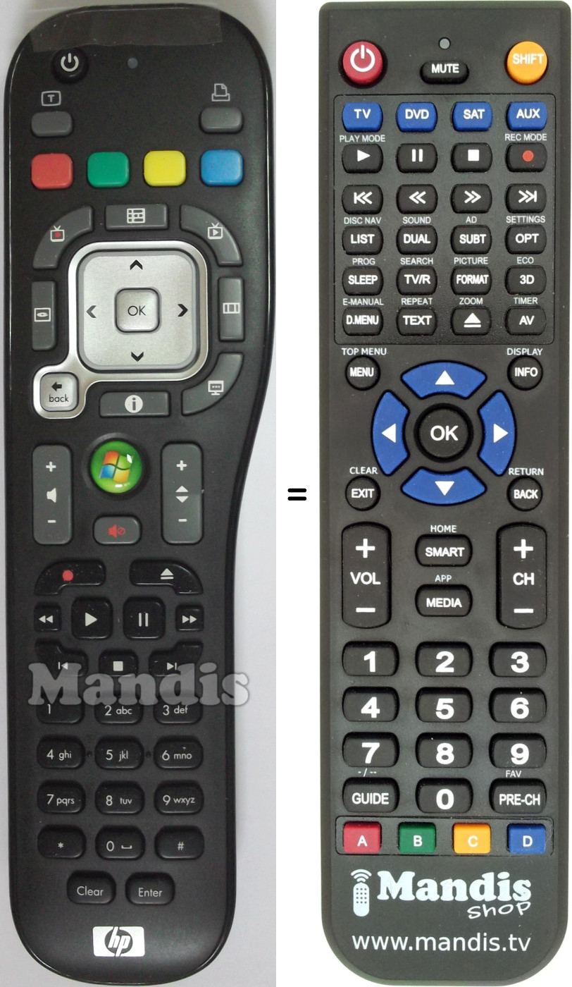 Replacement remote control HP 50702586