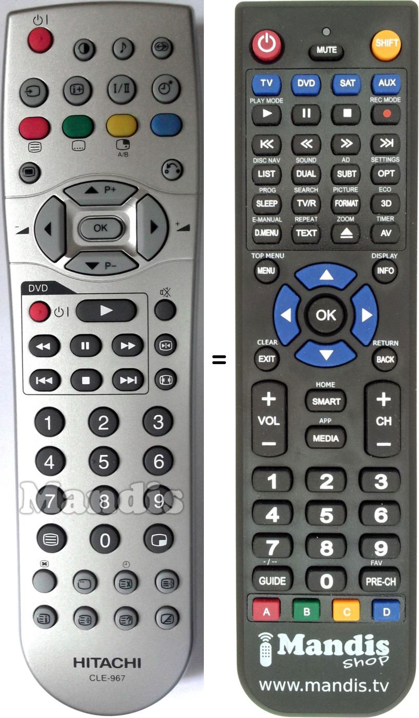 Replacement remote control Hitachi CLE 967
