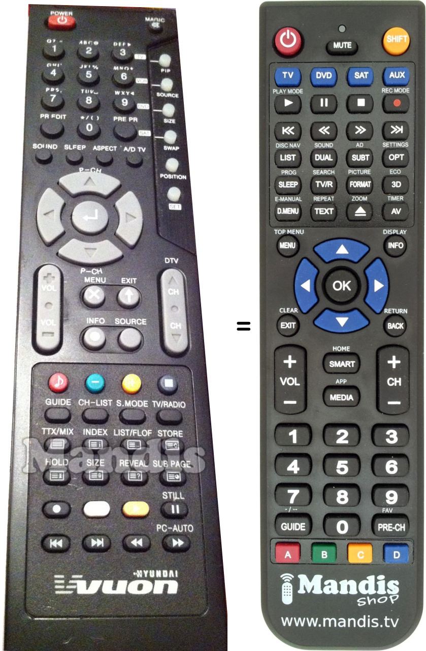 Replacement remote control Hyundai LT32DW002
