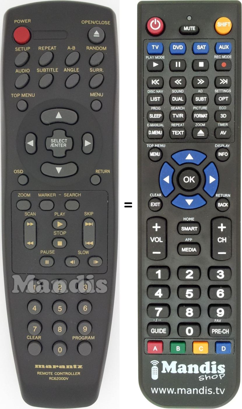 Replacement remote control Marantz RC6200DV