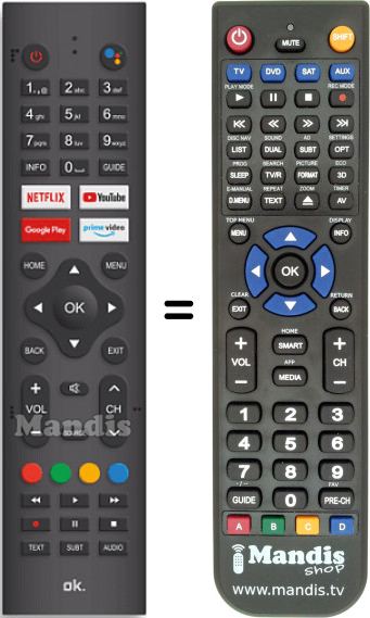 Replacement remote control ok. ODL40670FN-TAB
