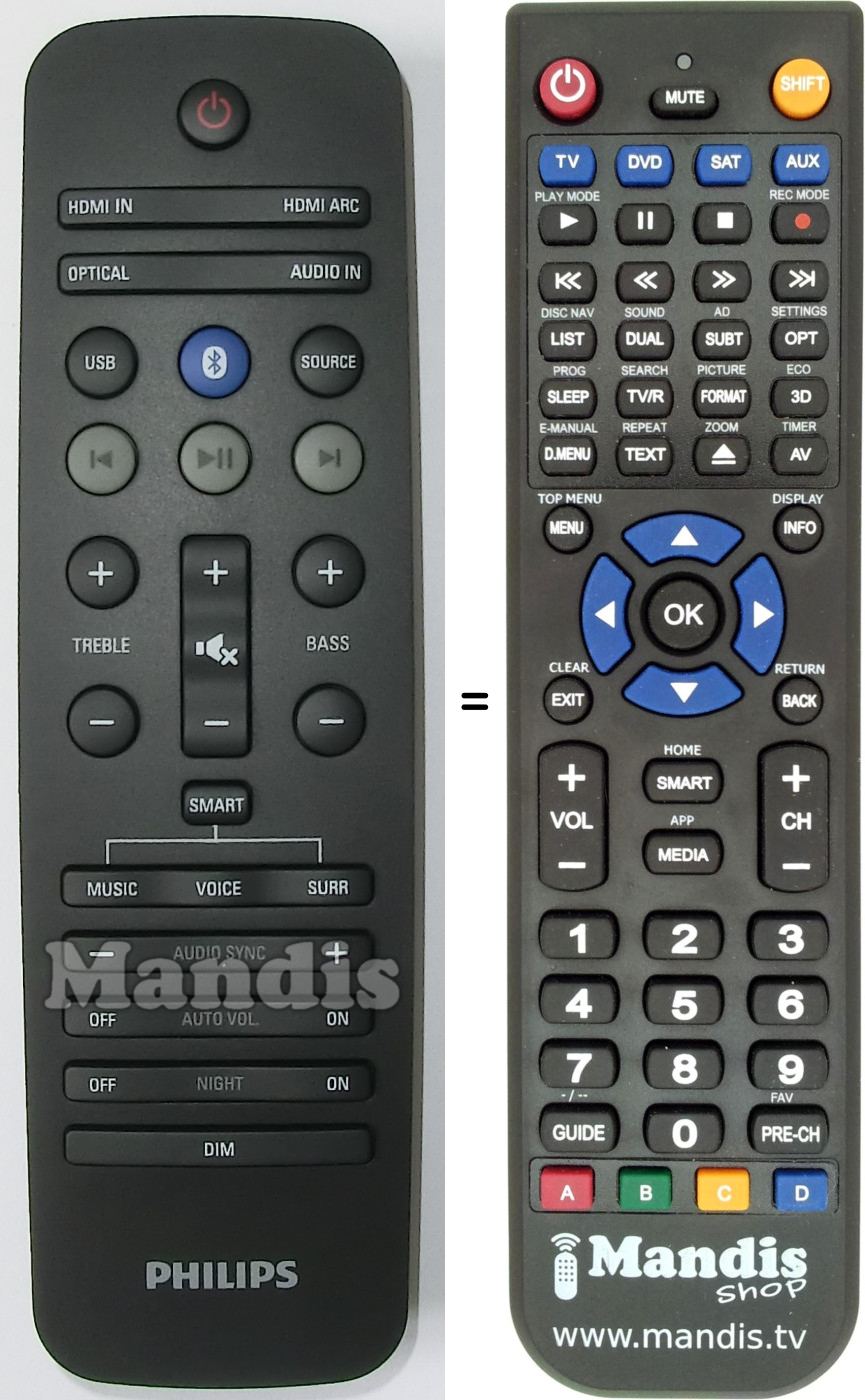 Gleichwertige Fernbedienung Philips 996580007897