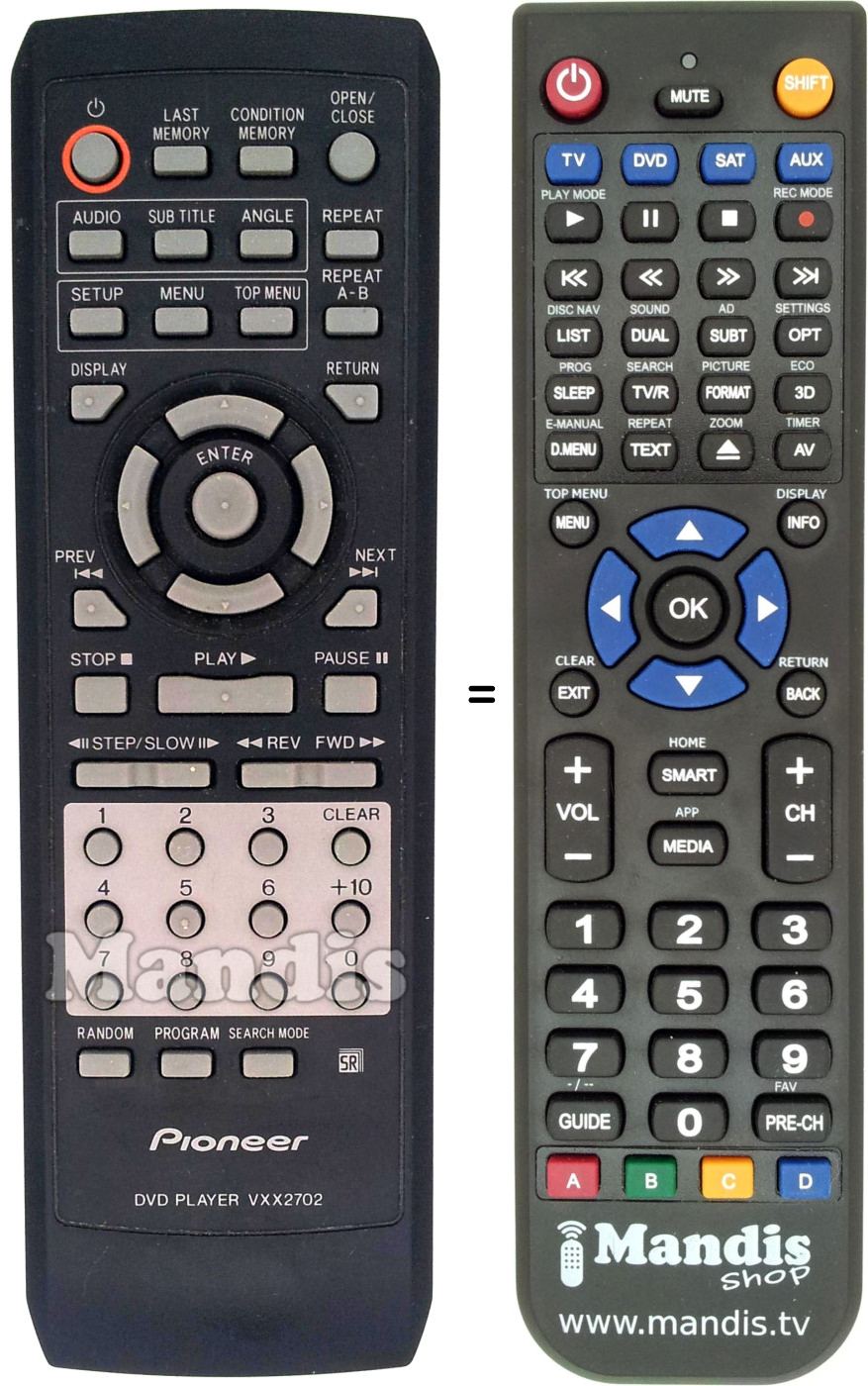 Replacement remote control Pioneer VXX2702