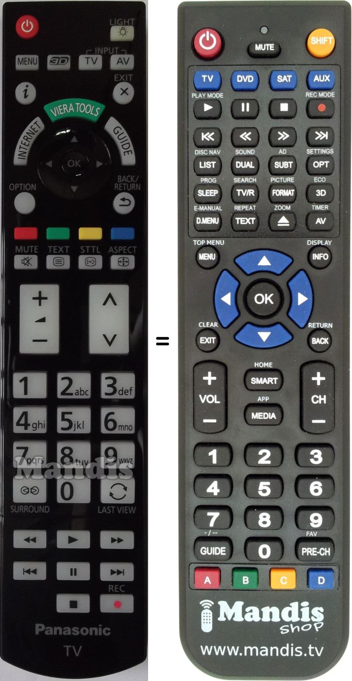 Replacement remote control Panasonic N2QAYB000715