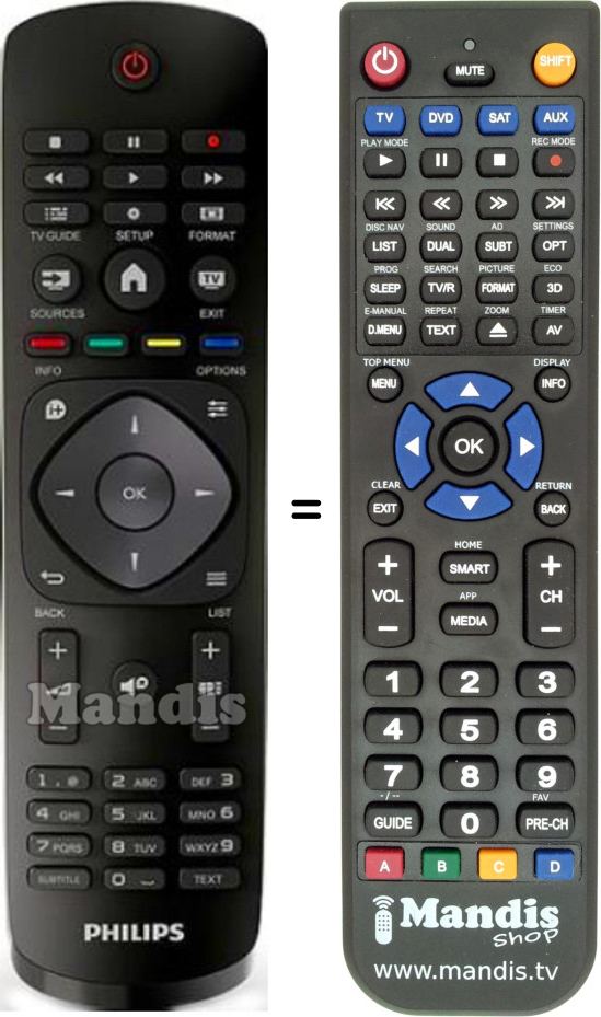 Replacement remote control Philips YKF346001