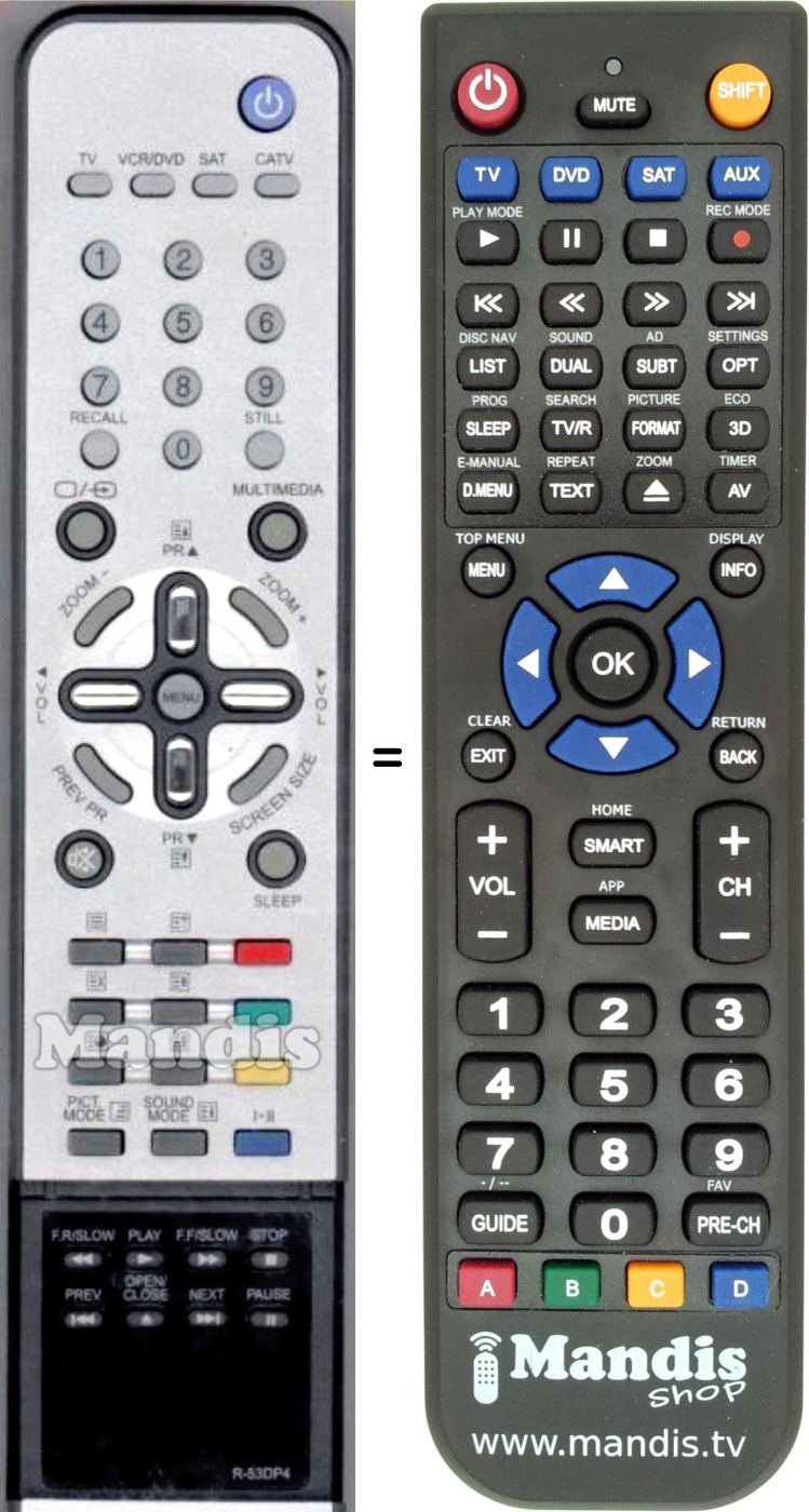 Replacement remote control Daewoo R-53DP4