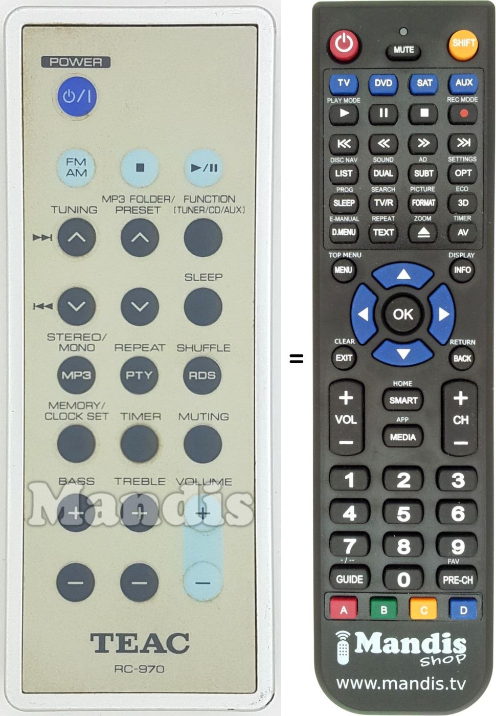 Replacement remote control RC-970