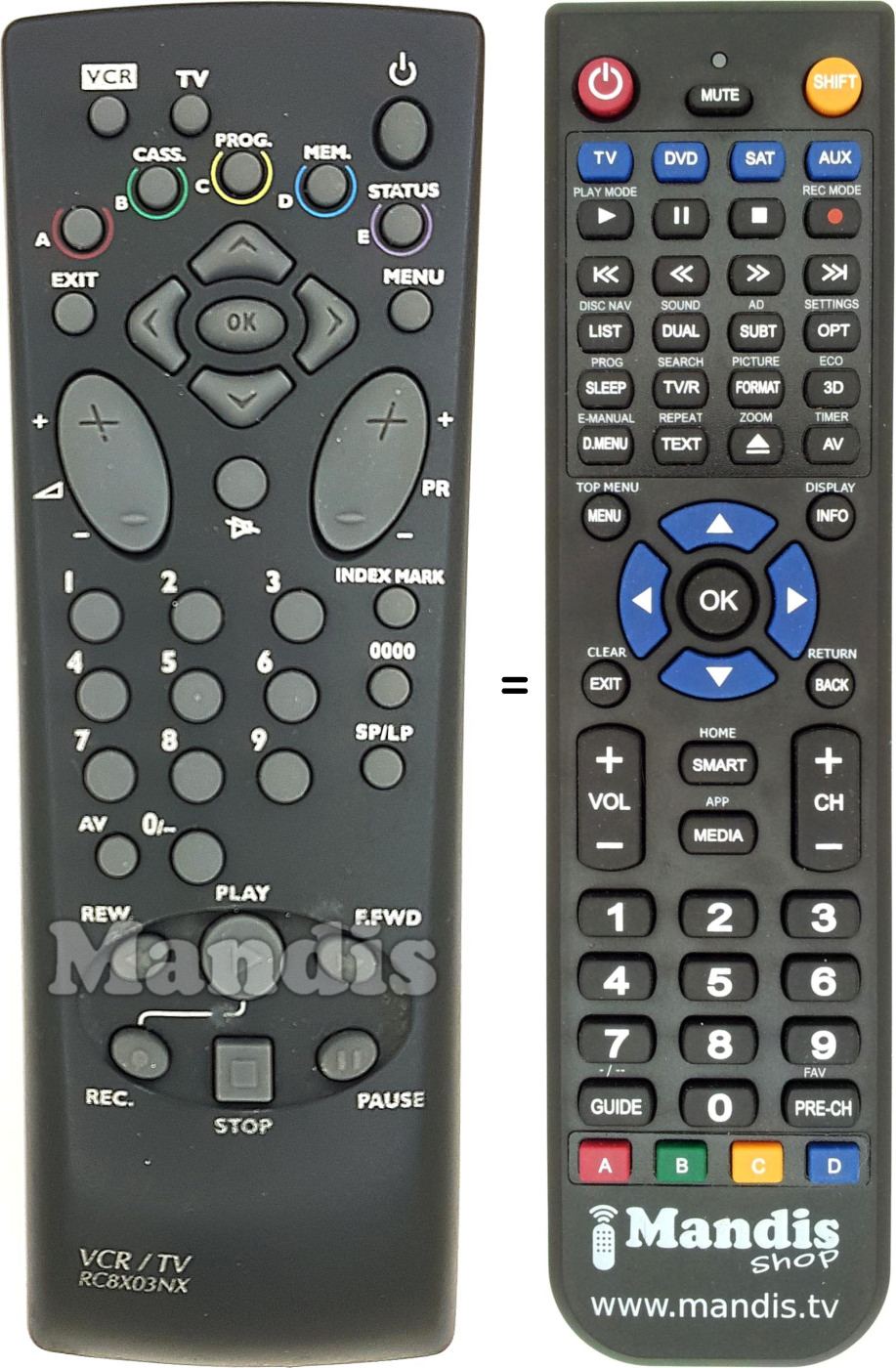 Replacement remote control Saba RC8X03NX