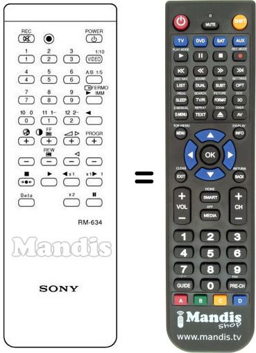 Replacement remote control Sony RM 634