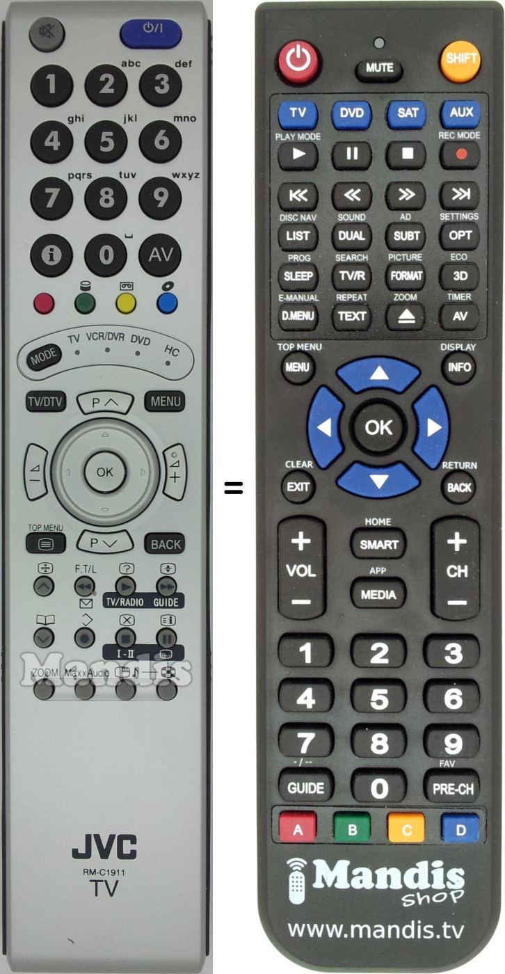Replacement remote control JVC RM-C1911