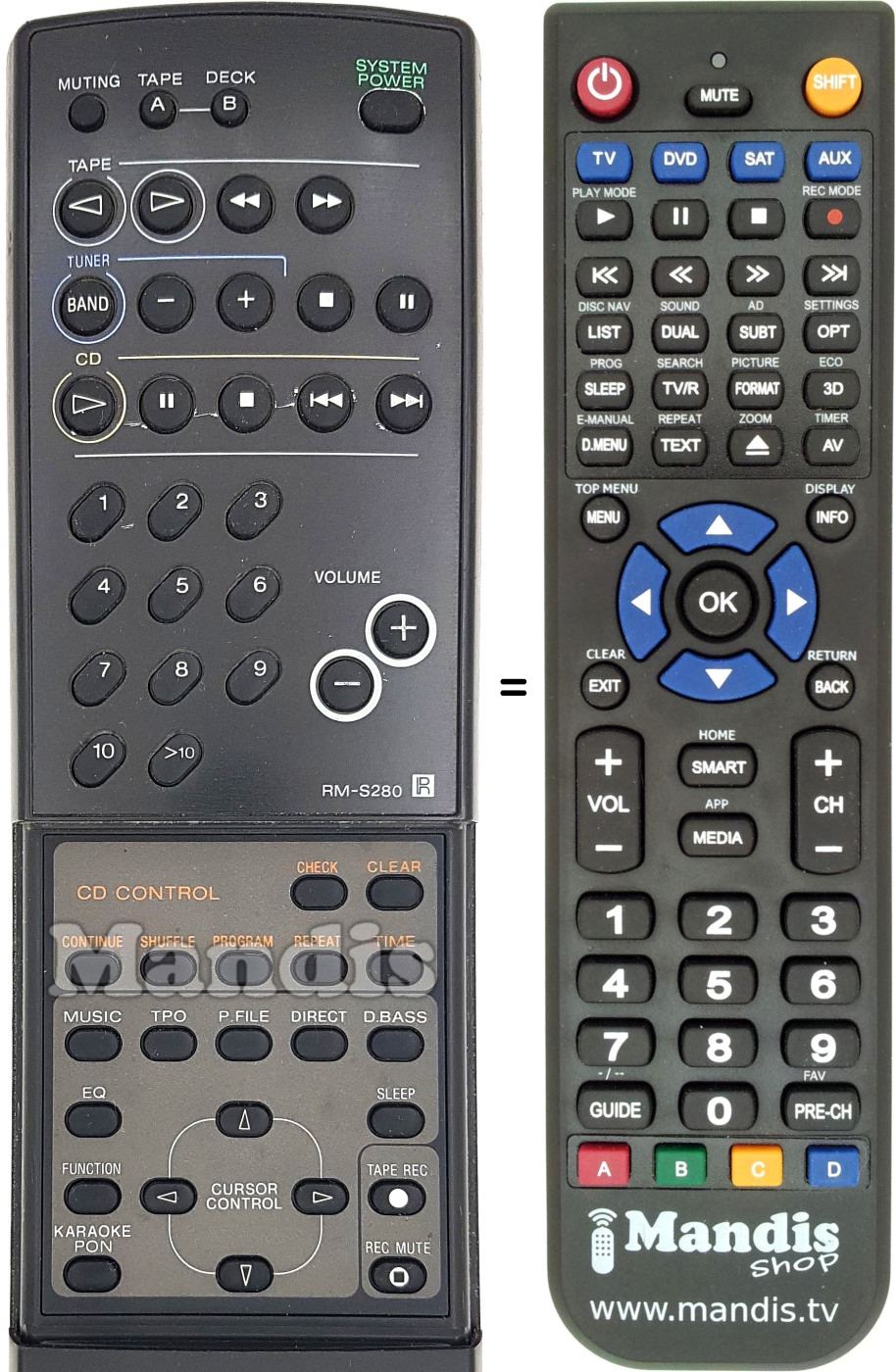 Replacement remote control RM-S280