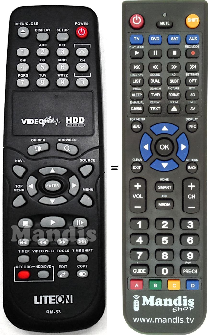 Replacement remote control LITE-ON RM-53