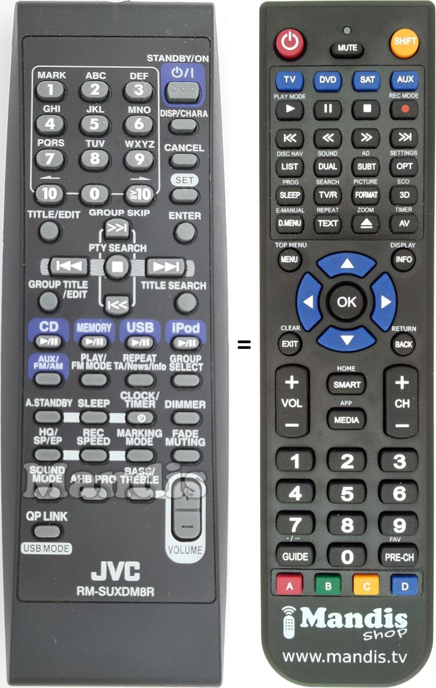 Replacement remote control JVC RM-SUXDM8R