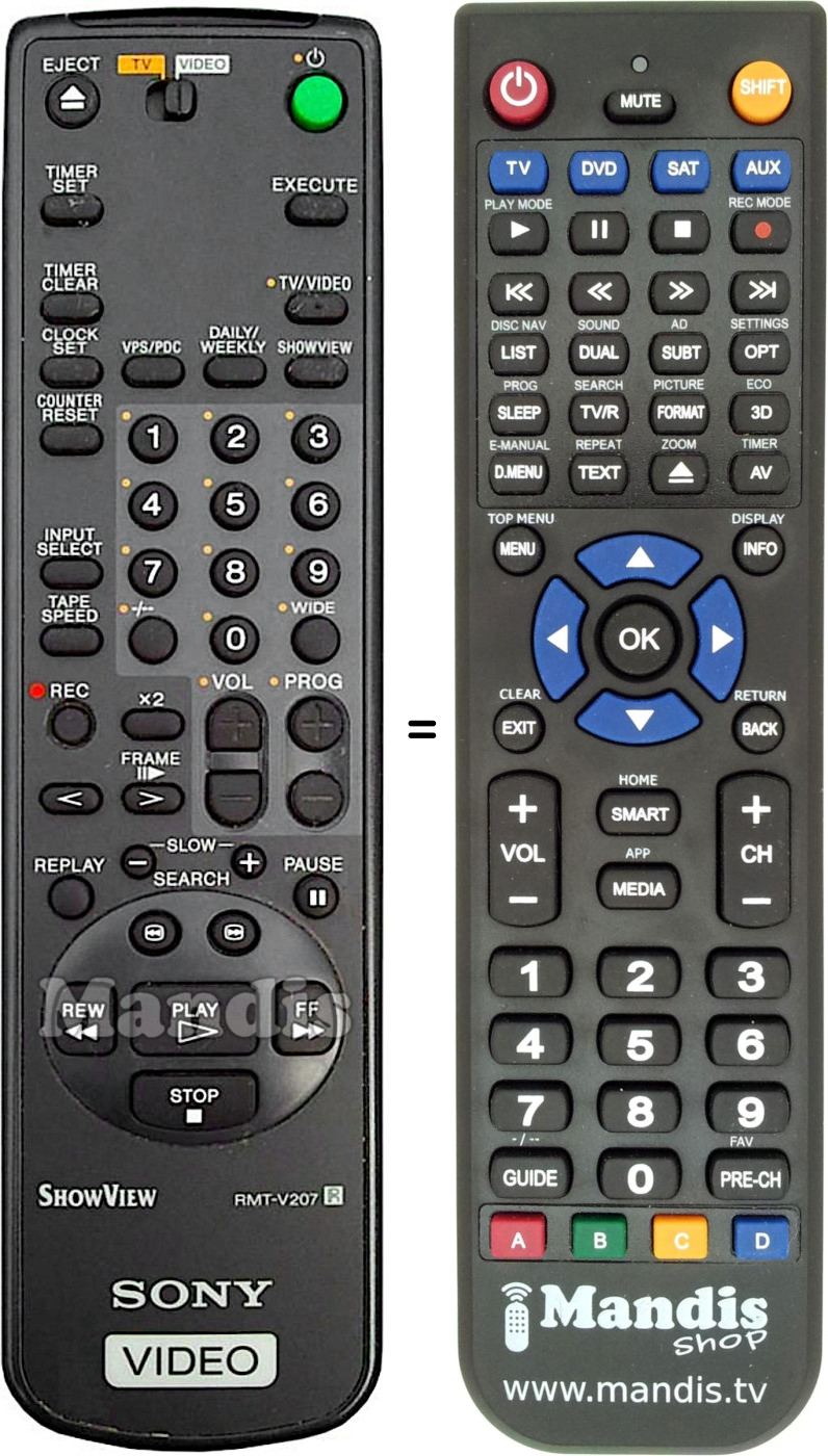 Replacement remote control Sony RMT-V207