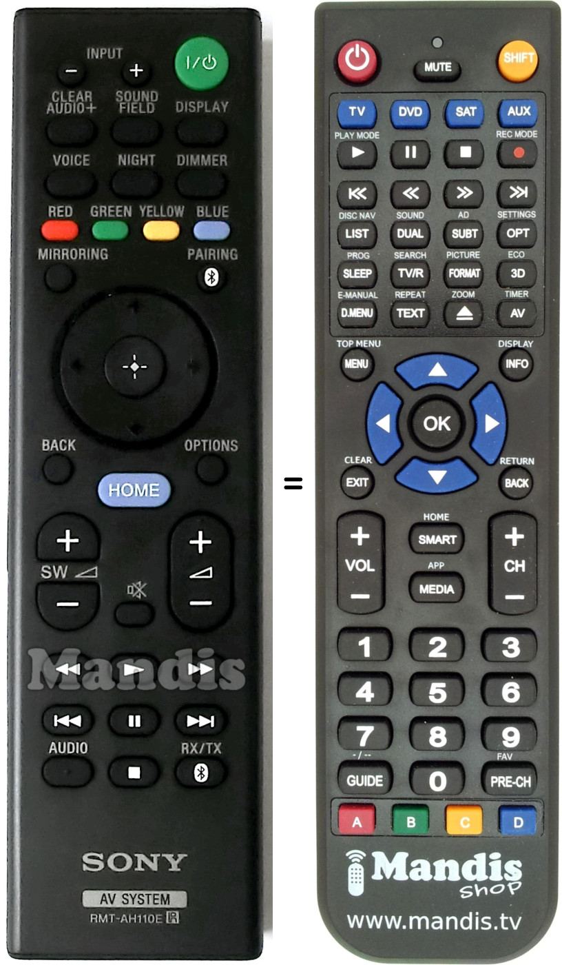 Replacement remote control Sony RMT-AH110E