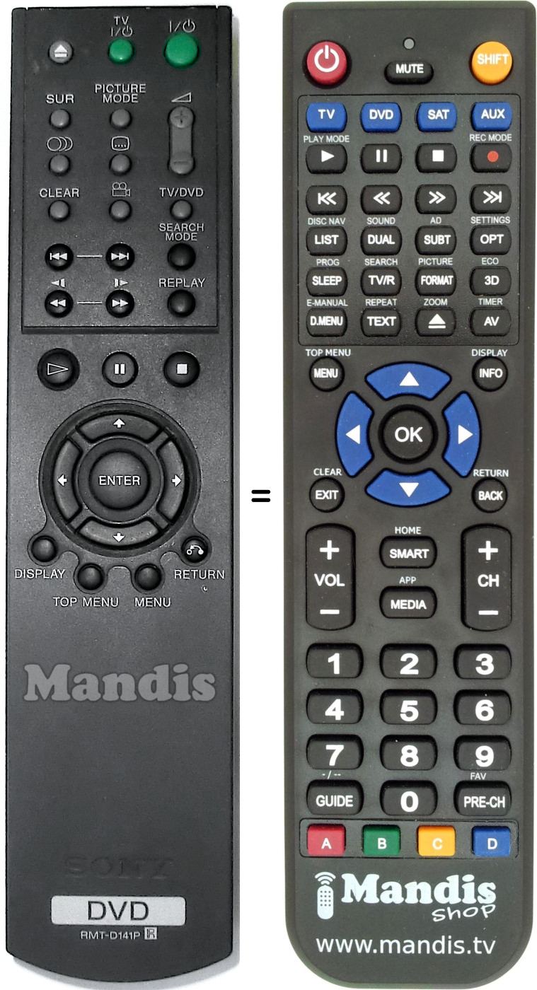 Replacement remote control Sony RMT-D141P