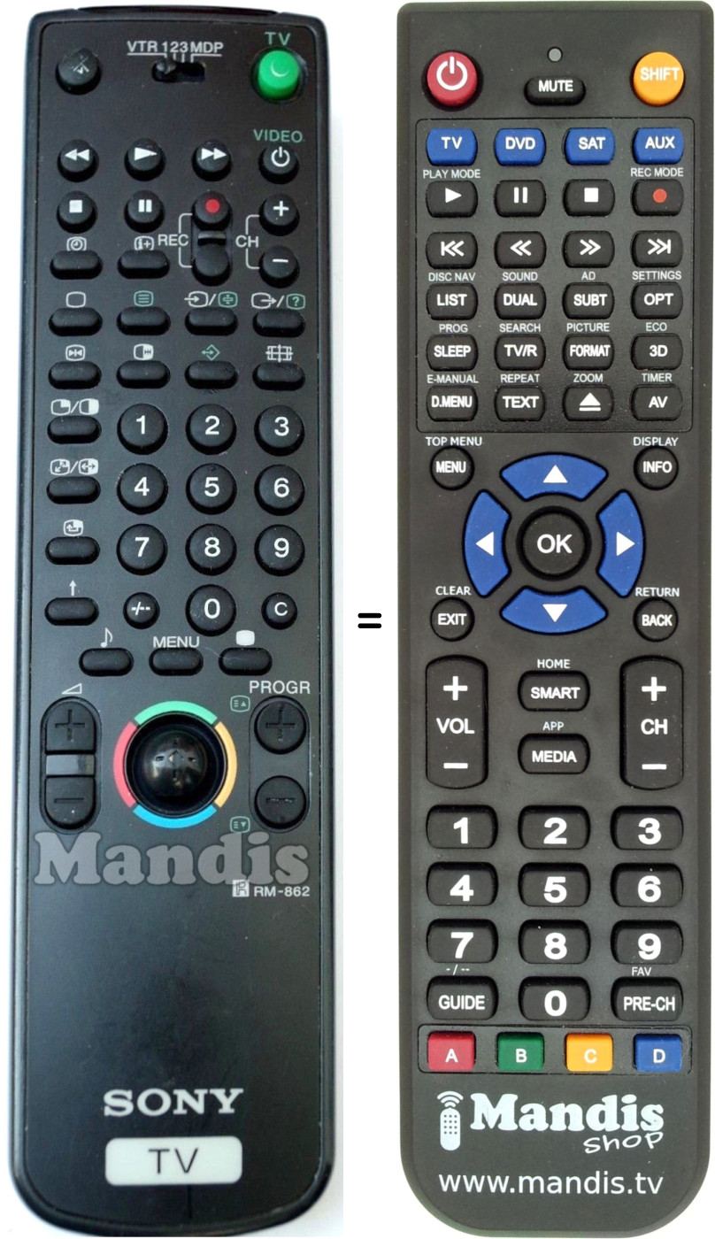 Replacement remote control Sony RM-862