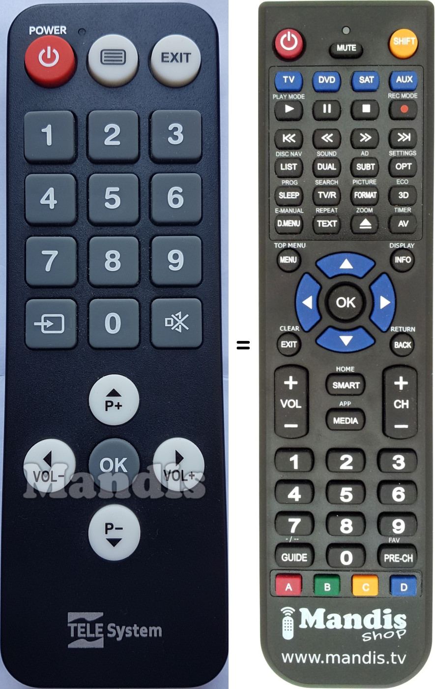 Replacement remote control Telesystem T2S2HEVC