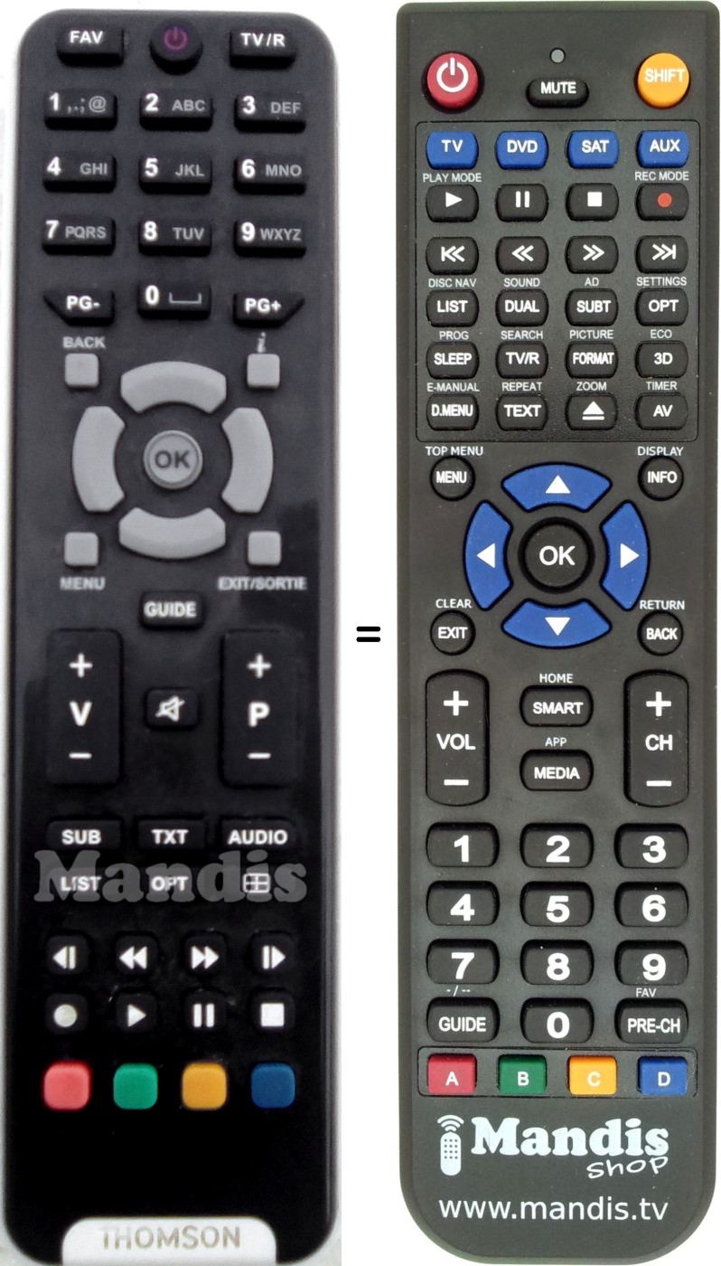 Replacement remote control Thomson TTR500