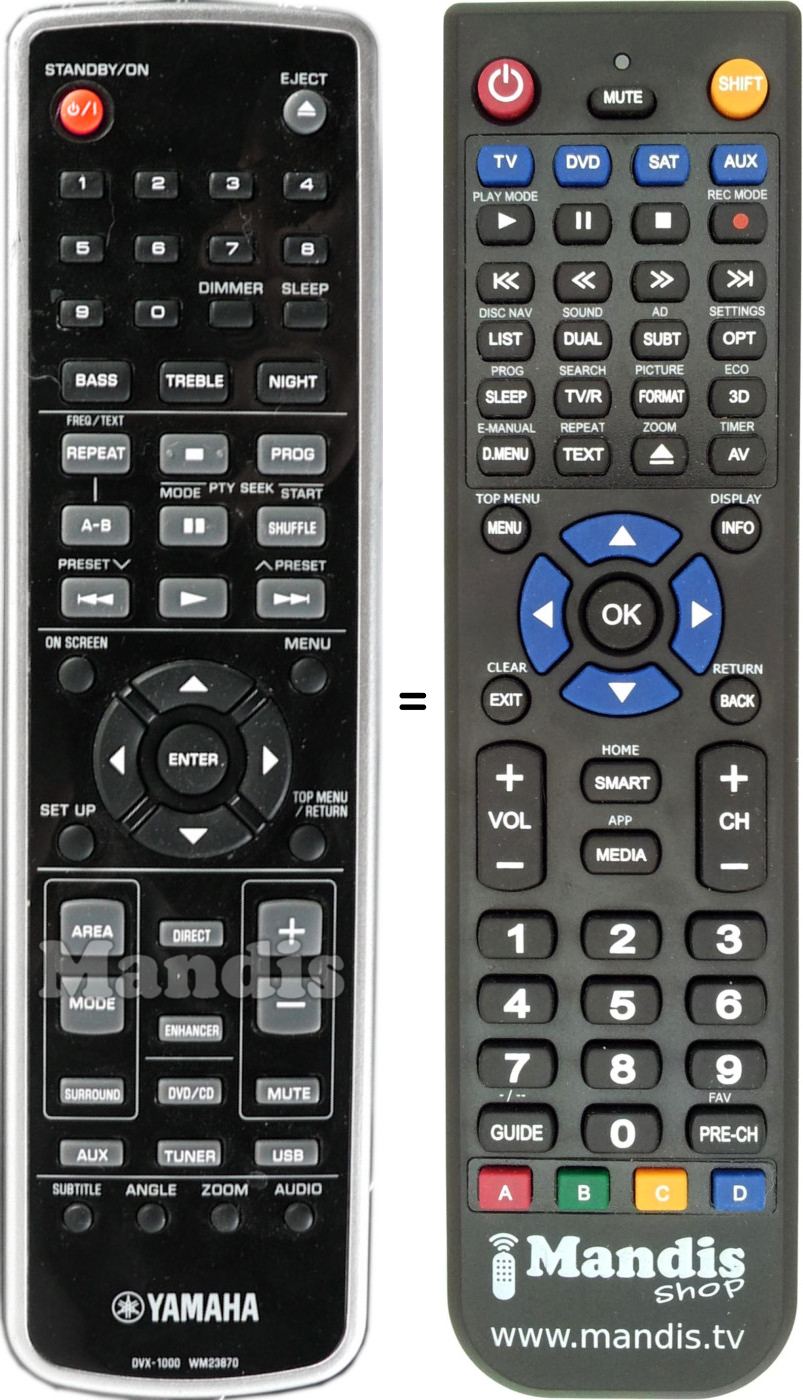 Replacement remote control Yamaha DVX1000