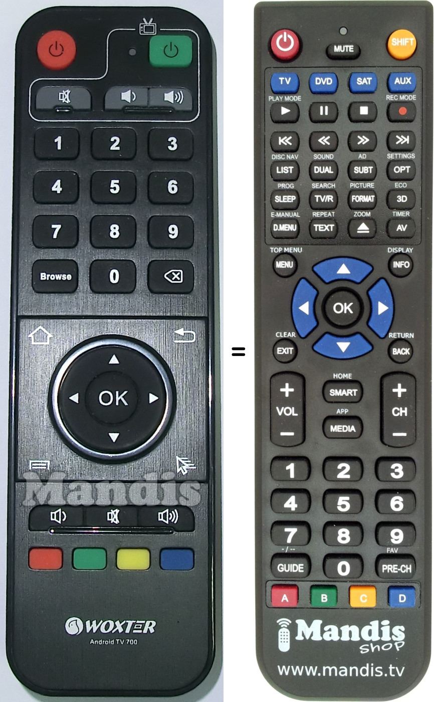 Replacement remote control Woxter ANDROIDTV700