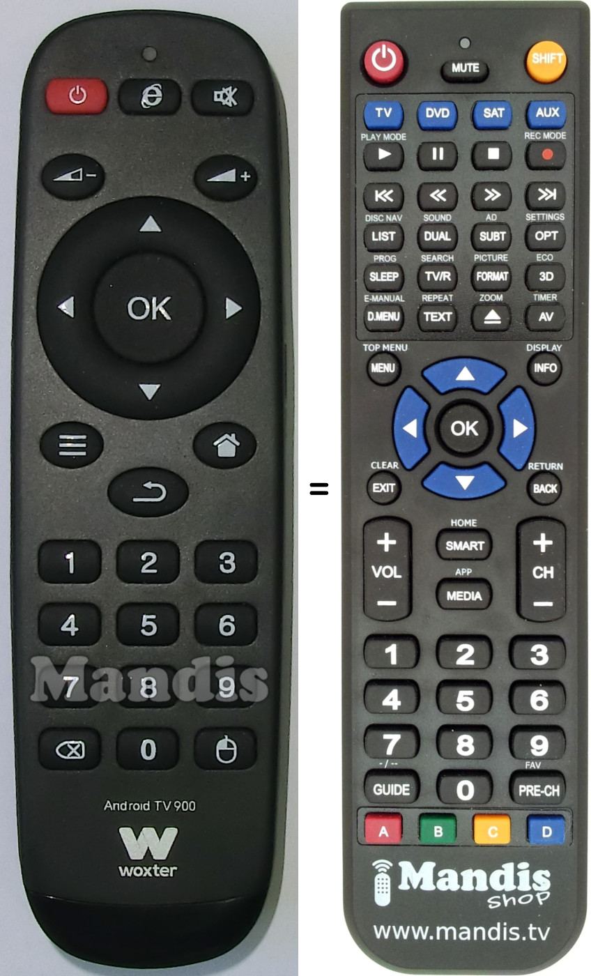 Replacement remote control Woxter ANDROIDTV900