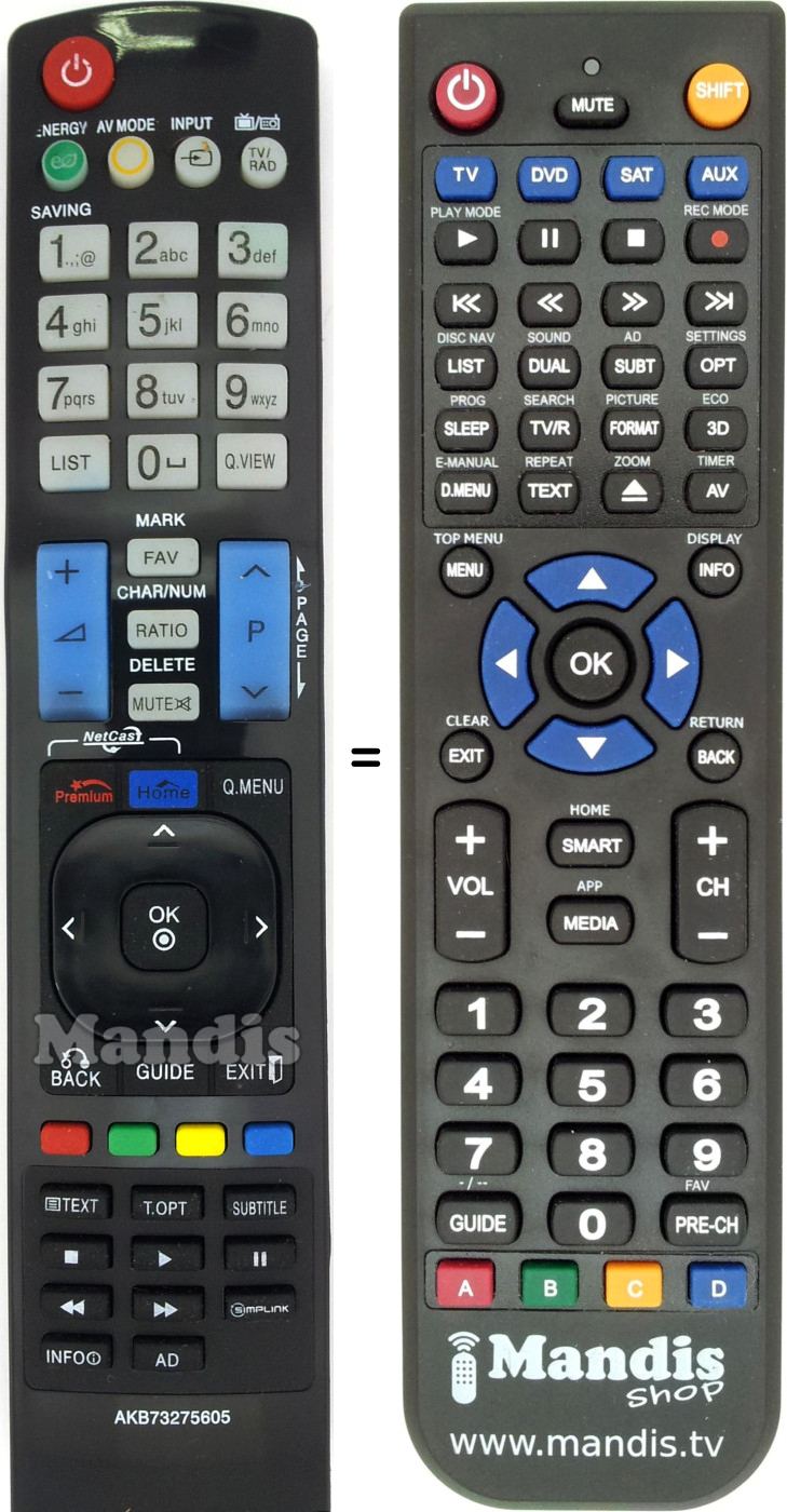 Replacement remote control LG AKB73275605