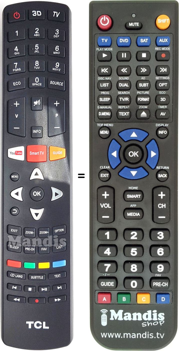 Replacement remote control Tcl 06-IRPT53-A001