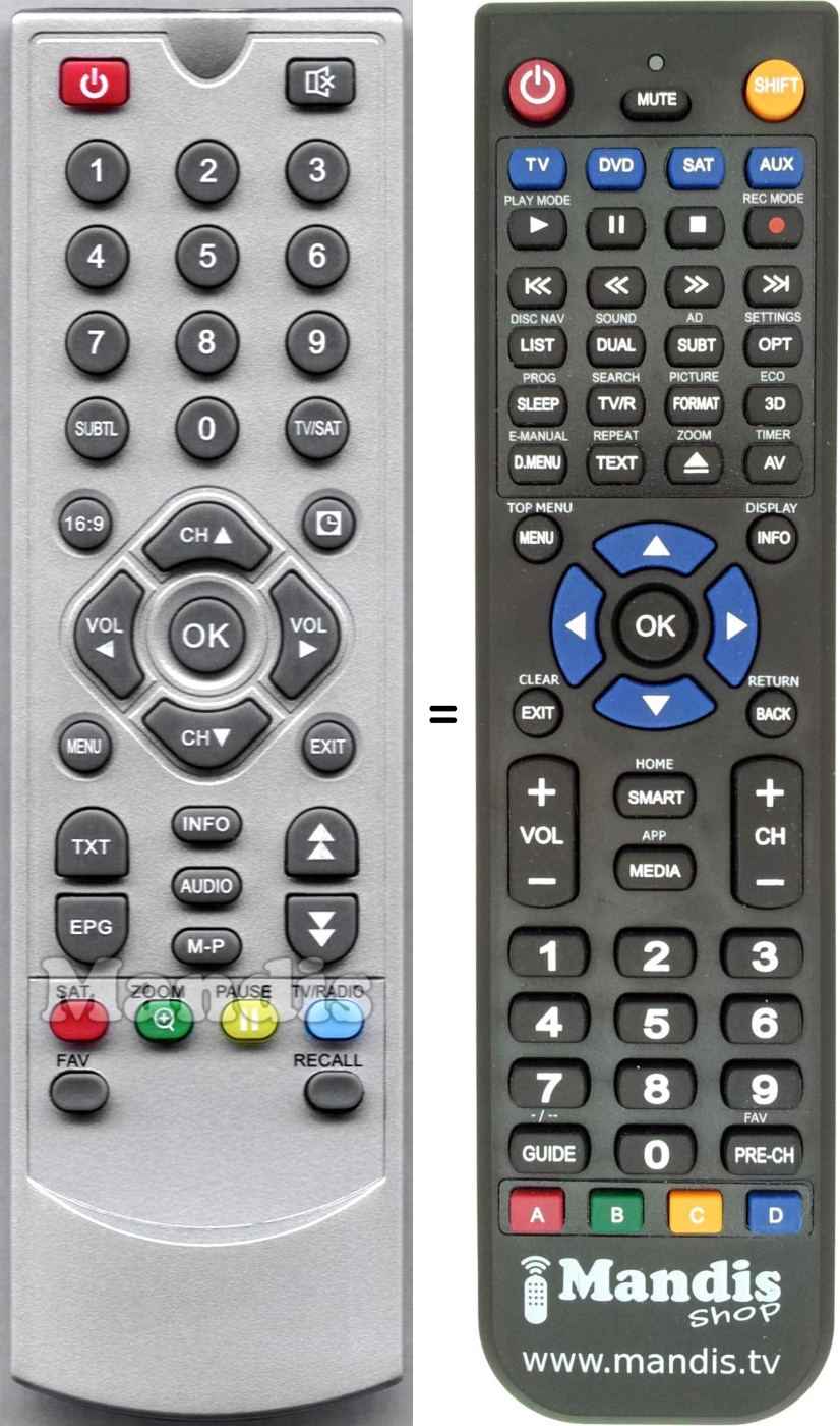 Replacement remote control DSR DSR5001