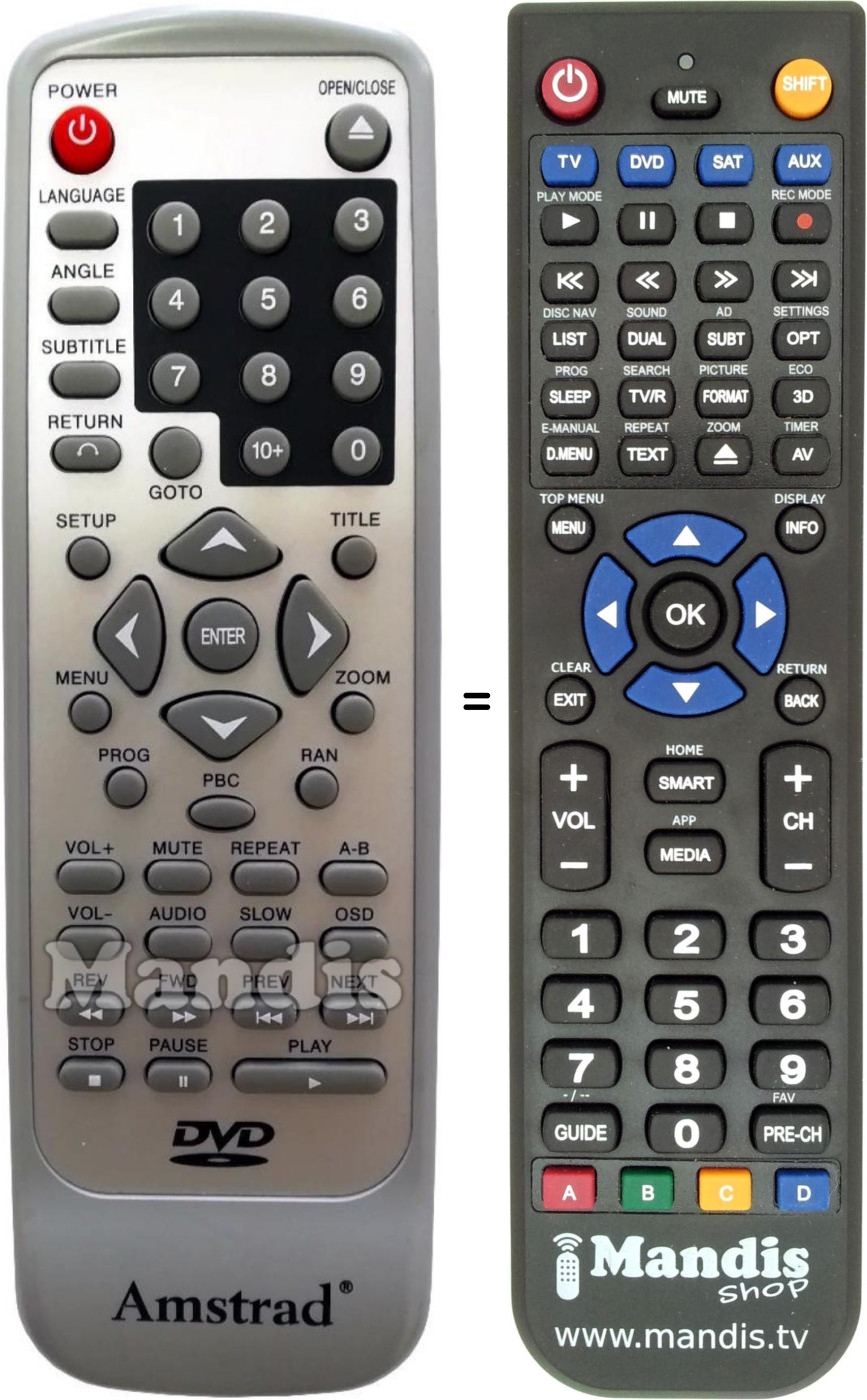 Replacement remote control Amstrad DX3040U