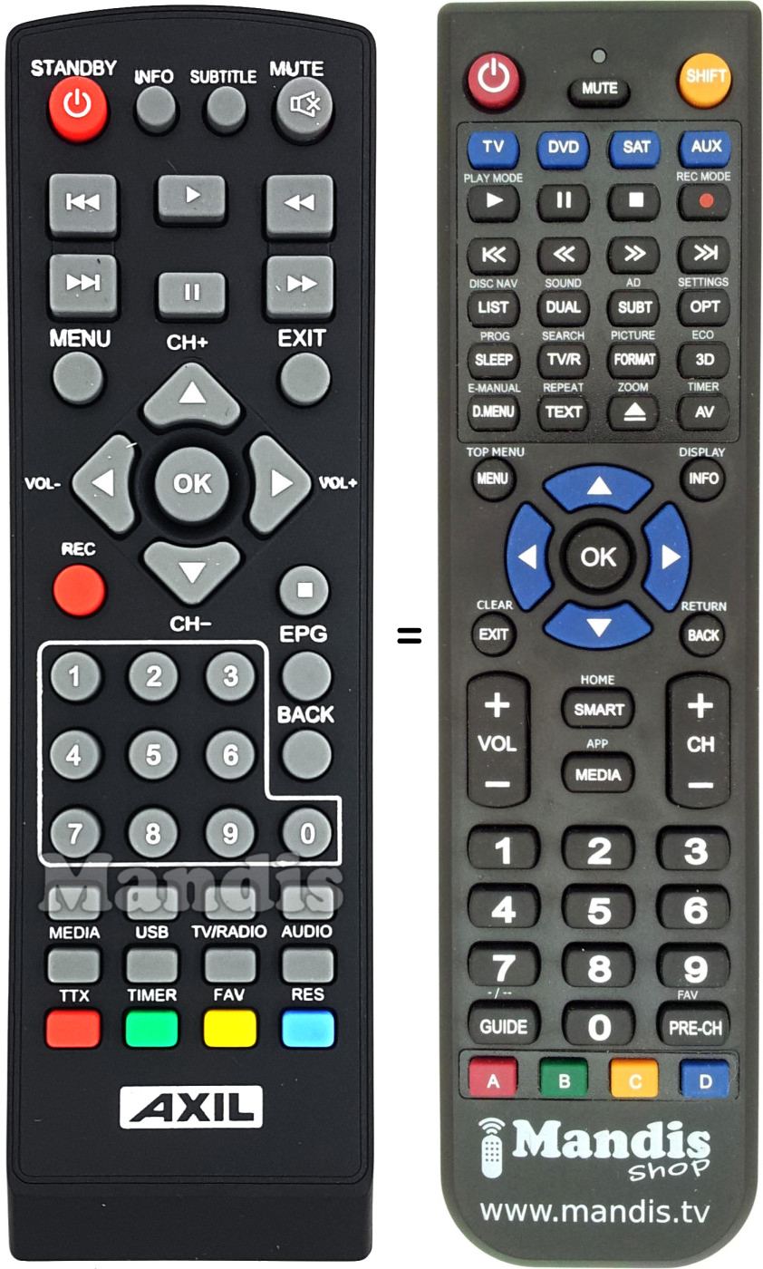Replacement remote control Axil RT 0140 U