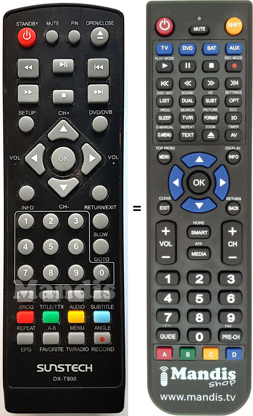 Replacement remote control Sunstech DX-T 900