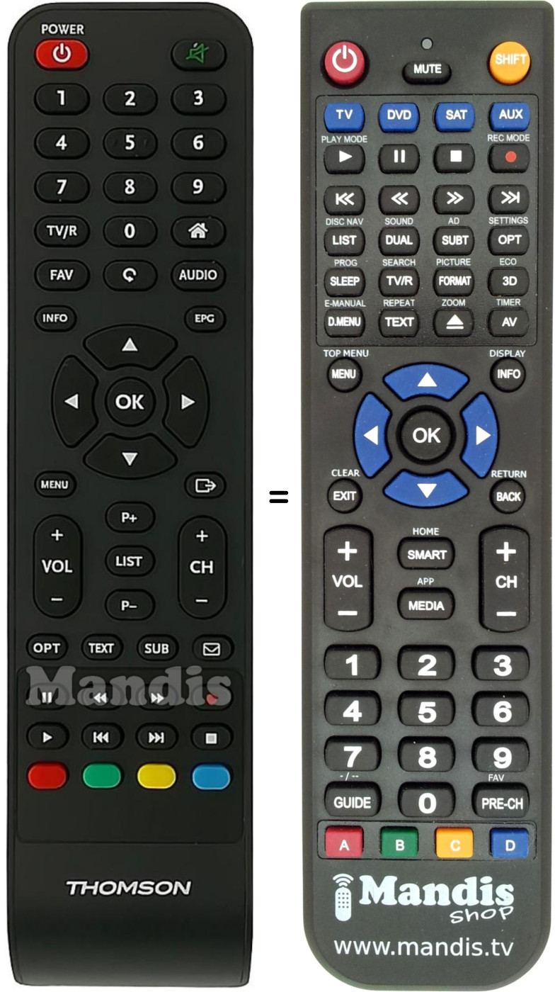 Replacement remote control Thomson THS222