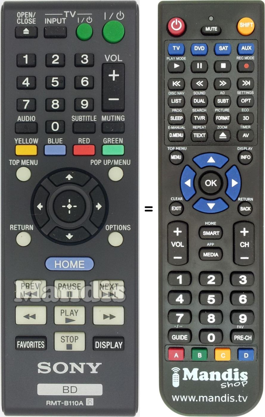Gleichwertige Fernbedienung Sony RMT-B110A