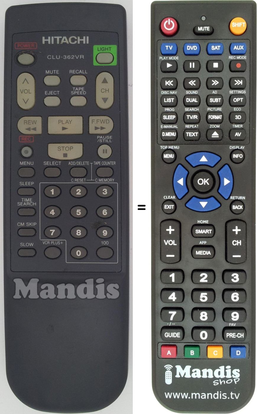 Replacement remote control Hitachi CLU-362VR