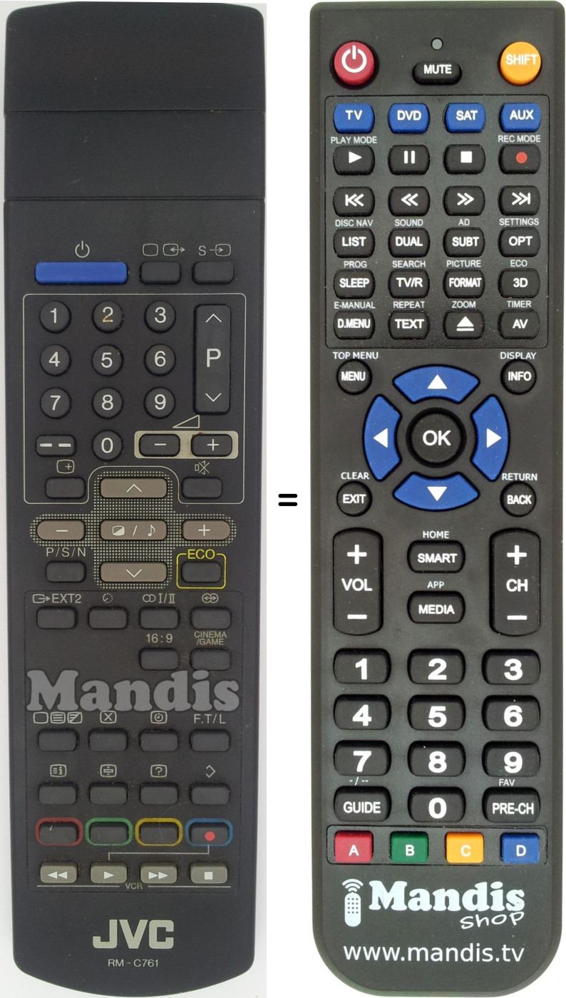 Replacement remote control JVC RM-C 761