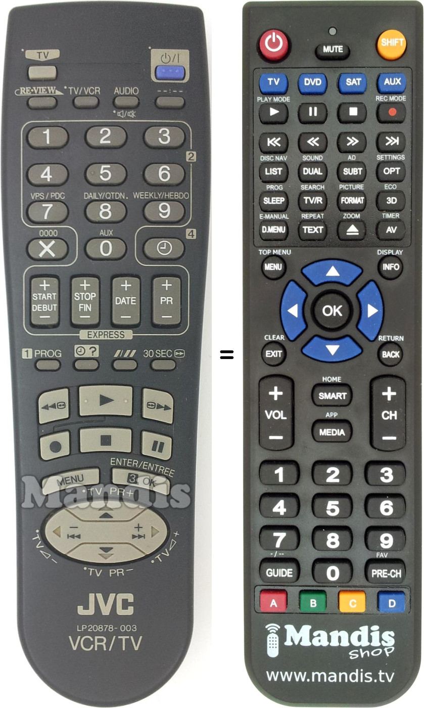 Replacement remote control JVC LP20878-003
